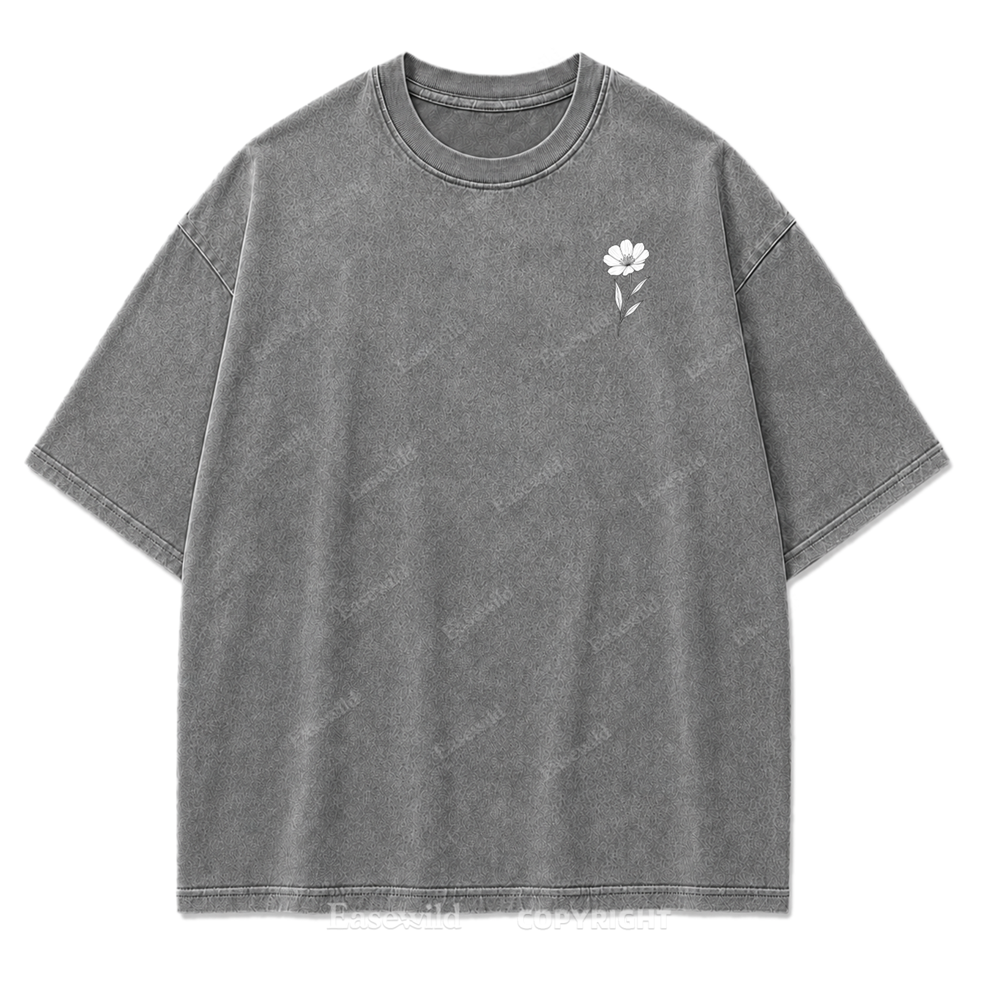 Wild Flower Line Art Washed Print Tee