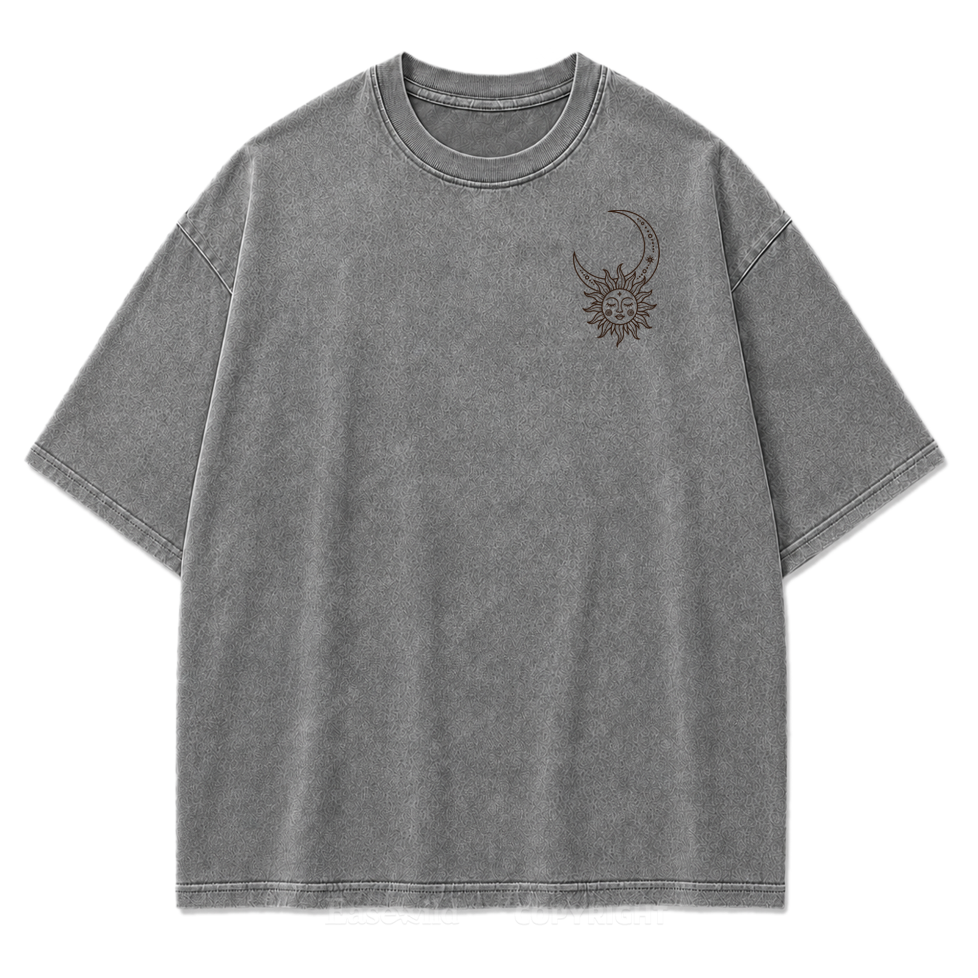 Himmlische Harmonie Sonne Mond Washed Print T-Shirt
