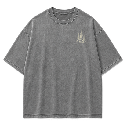 T-Shirt mit gewaschenem Druckmotiv „Ruhiger Alpensee“