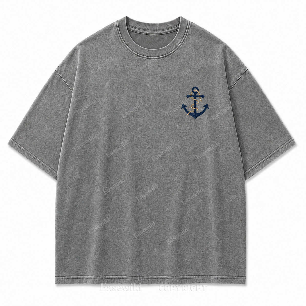 Hold Fast Stay True Nautical Anchor Washed Graphic Tee