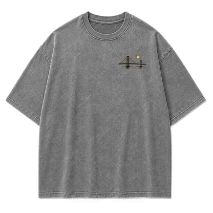T-Shirt mit Kalifornien-Umriss in verwaschenem Druck