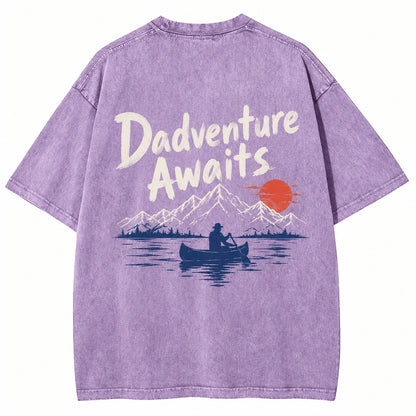 Dadventure Awaits Canoe Washed T-Shirt
