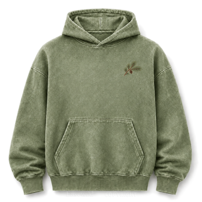 Meet Me Where the Pines Whisper Vintage Woodland Washed Graphic Hoodie