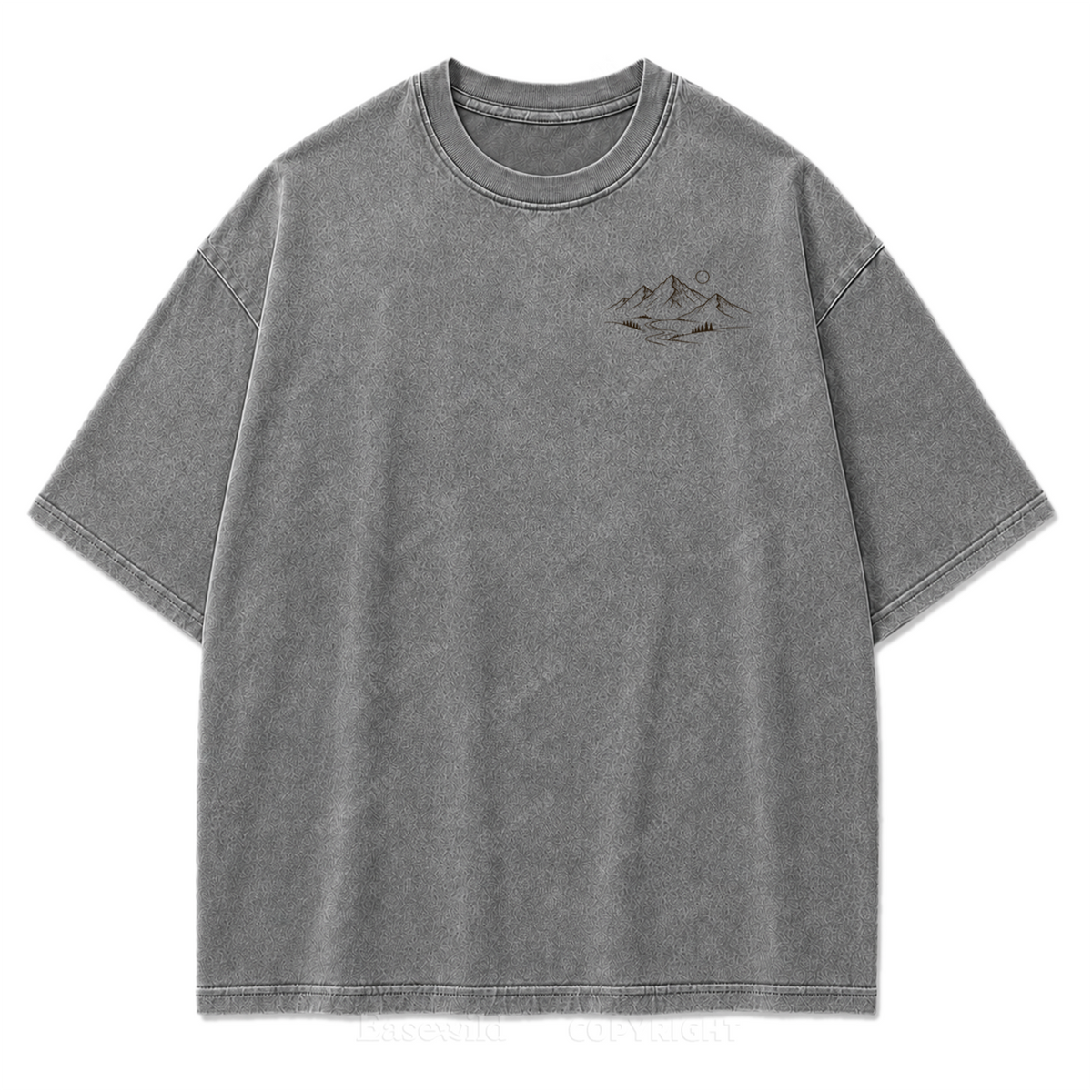 Für diejenigen, die ruhige Orte suchen – Minimalistisches „Mountain Washed“ Print-T-Shirt