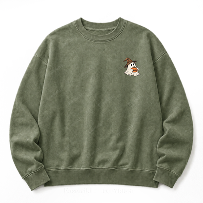 Just Here For The Boos Halloween Ghost Washed Sweatshirt