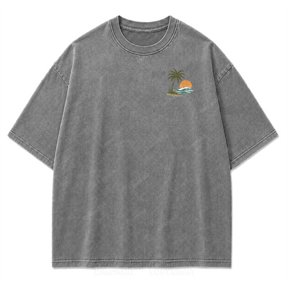 Salzige Luft und ruhige Tage Washed Print T-Shirt
