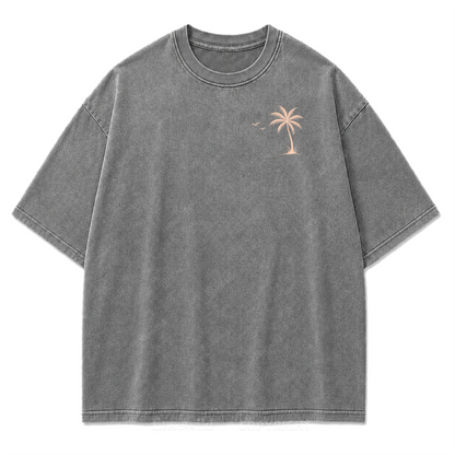 T-Shirt mit gewaschenem Aufdruck „Life Is Better at the Beach“