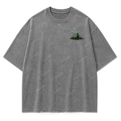 Adventure Awaits Mountain Camp Washed Print Tee