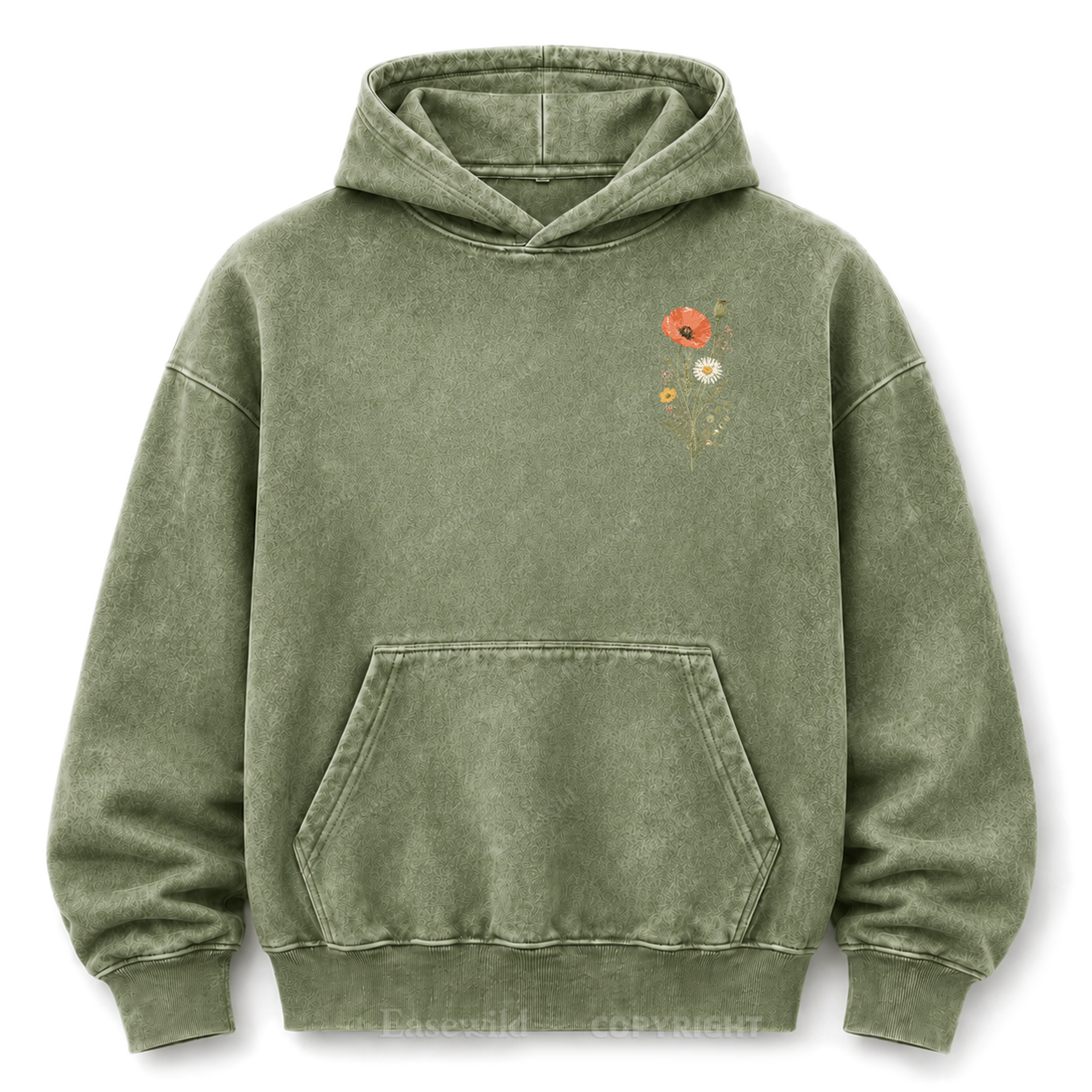 Wild Flower Minimal Floral Washed Graphic Hoodie