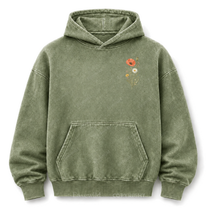 Wild Flower Minimal Floral Washed Graphic Hoodie