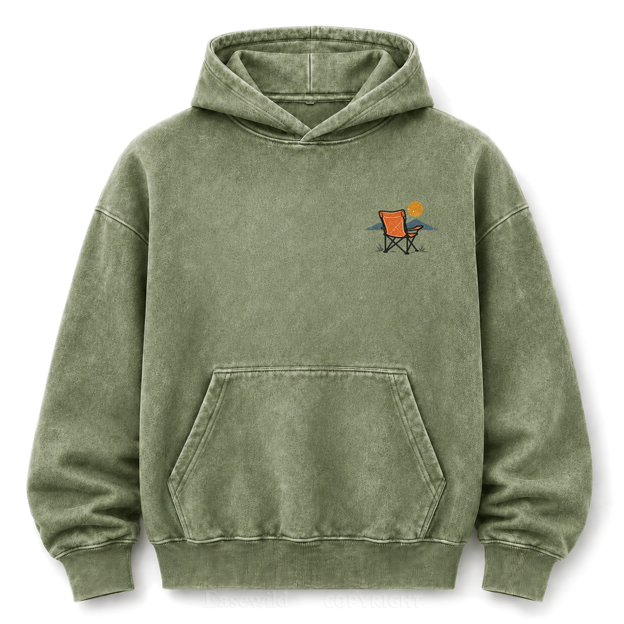Vintage Camping Sunset Back Print Washed Graphic Hoodie