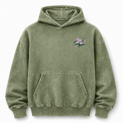 We All Grow Floral Botanical Washed Graphic Hoodie