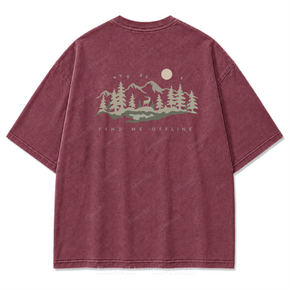 Find Me Offline T-Shirt mit Waschung