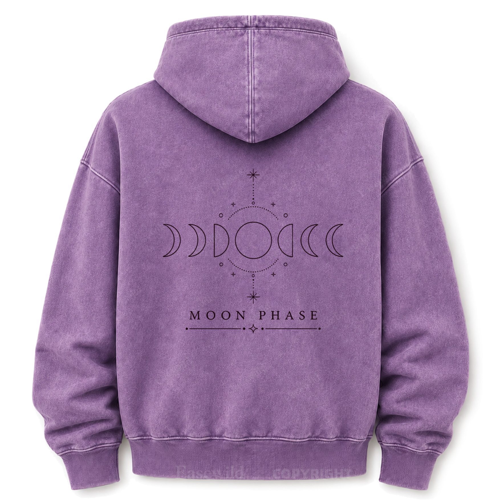 Hoodie mit Mondphasen-Himmelsgrafik und Washed-Effekt
