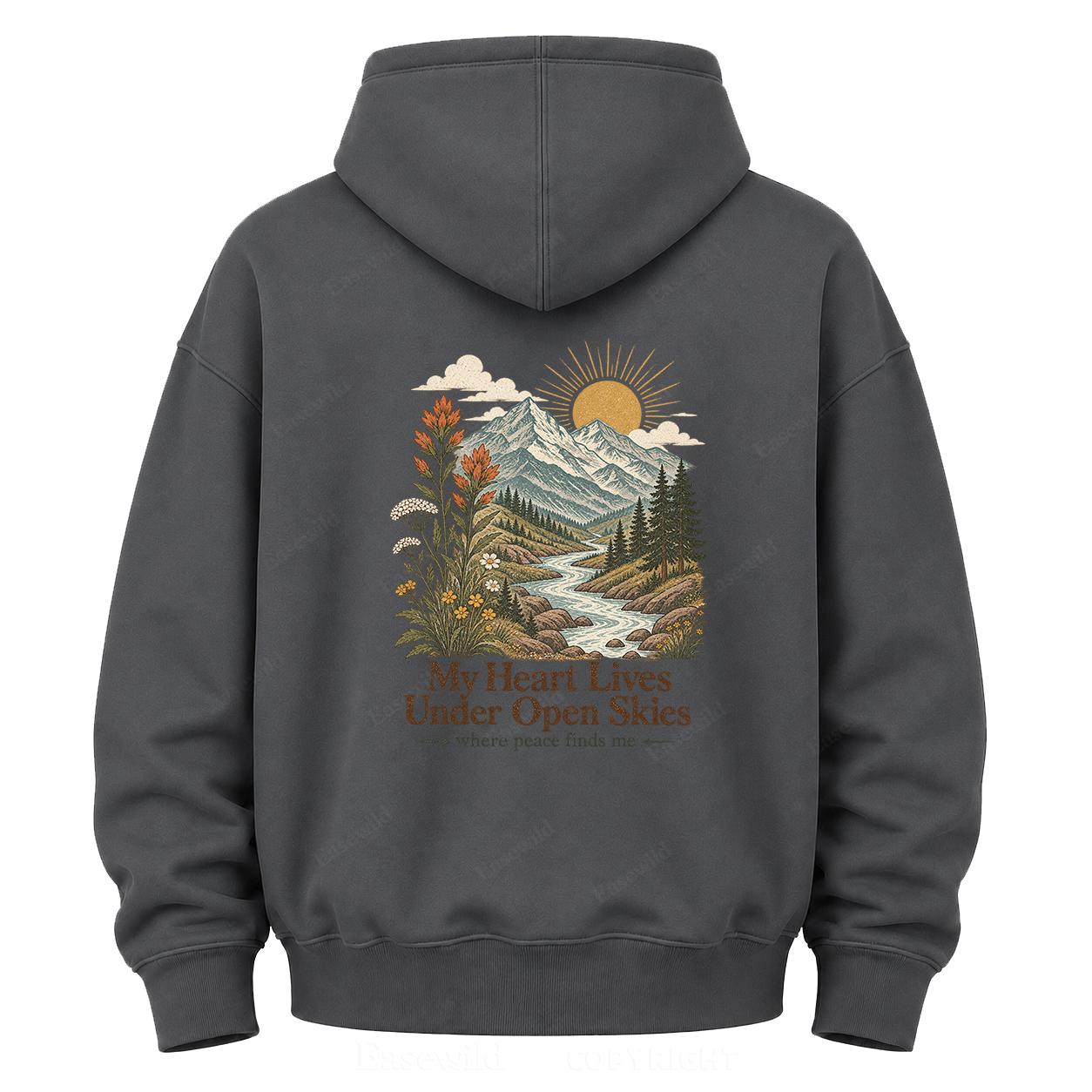 Where Peace Finds Me Vintage Mountain Graphic Hoodie