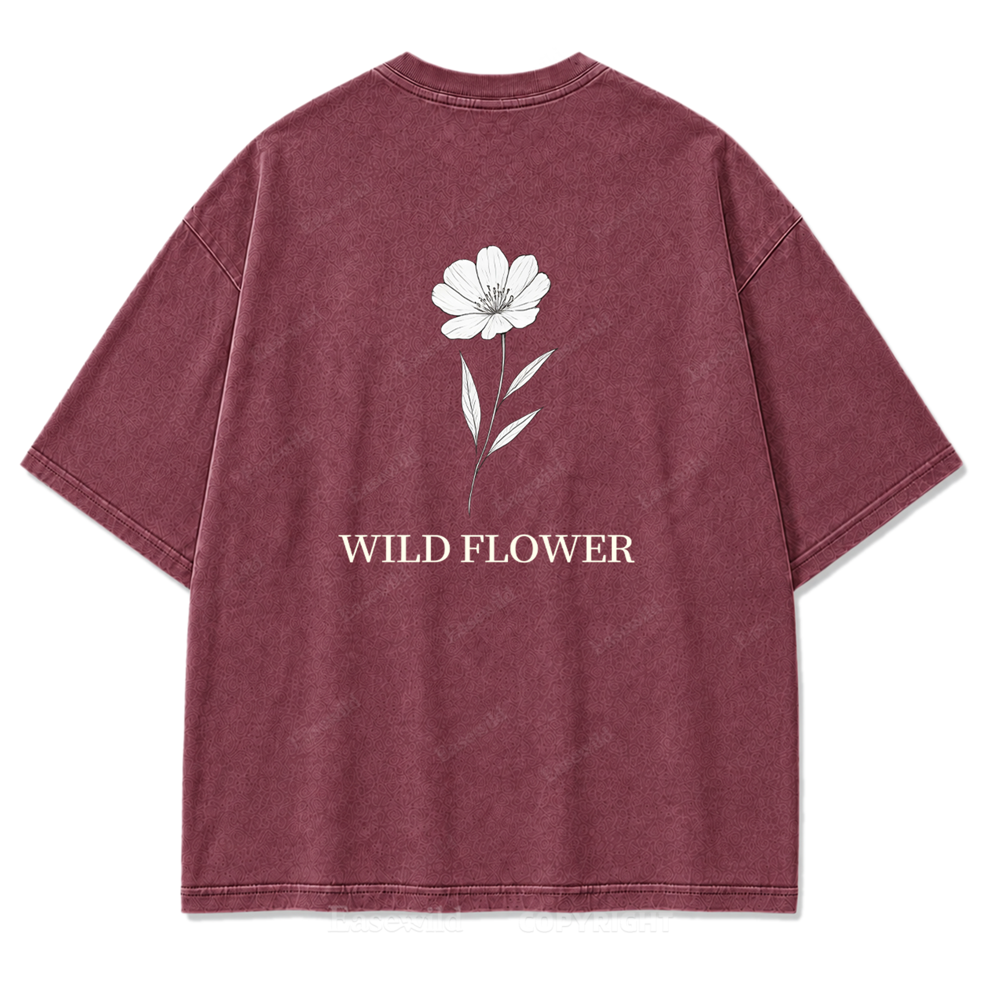 Wild Flower Line Art Washed Print Tee