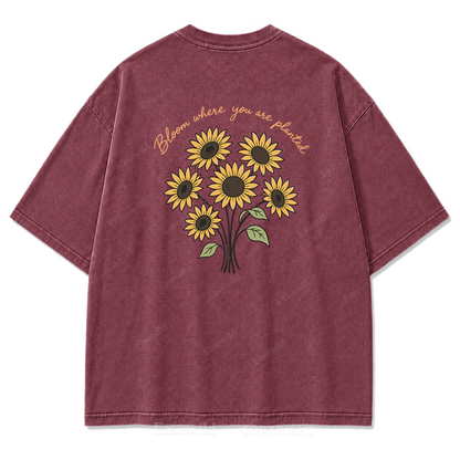 Bloom Where You Are Planted Washed Print Tee