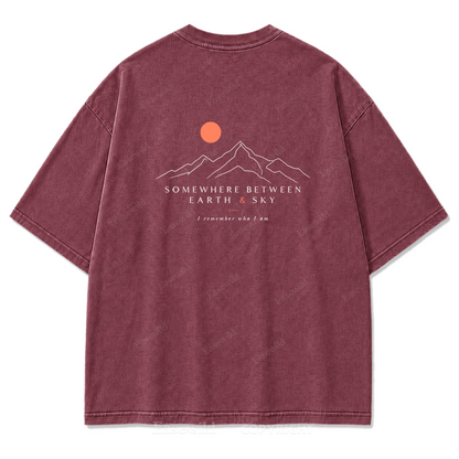 Somewhere Between Earth & Sky Washed Print T-Shirt