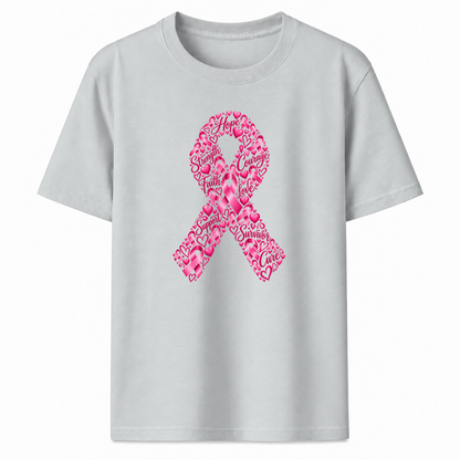 Pink Ribbon Hearts Graphic T-Shirt