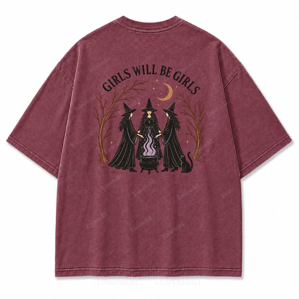 Girls Will Be Girls Halloween Washed Graphic Tee