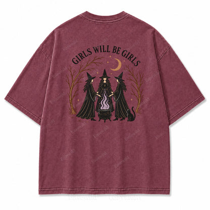 Girls Will Be Girls Halloween Washed Graphic Tee