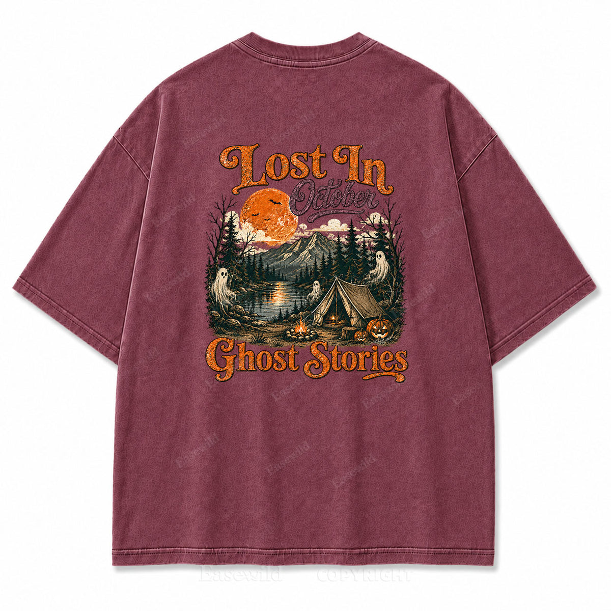 Lost In October Halloween Washed Graphic Tee