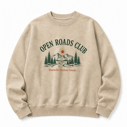 Open Roads Club Washed Grafik-Sweatshirt