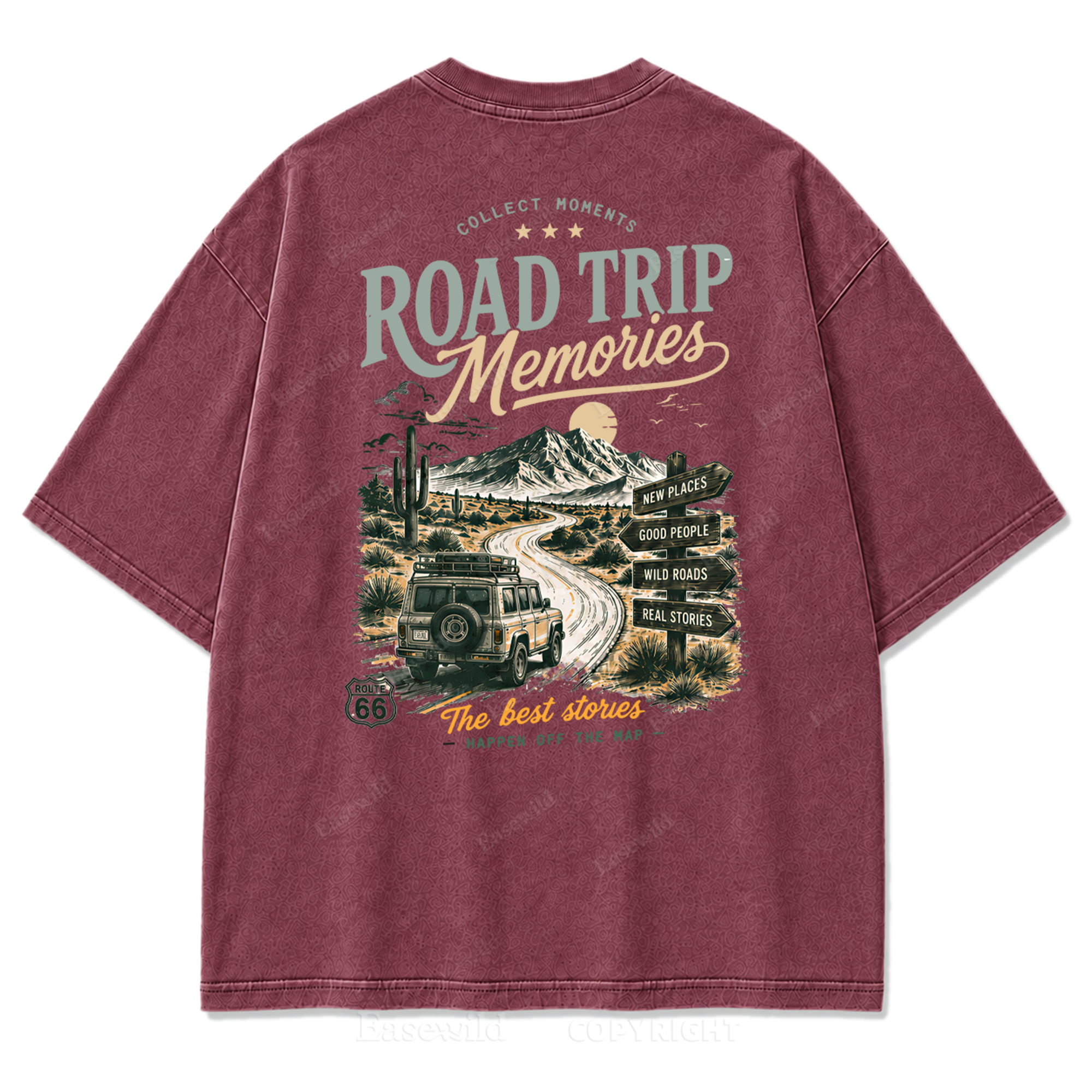 Desert Route Road Trip Washed Print Tee