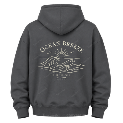 Ocean Breeze Wave Graphic Hoodie