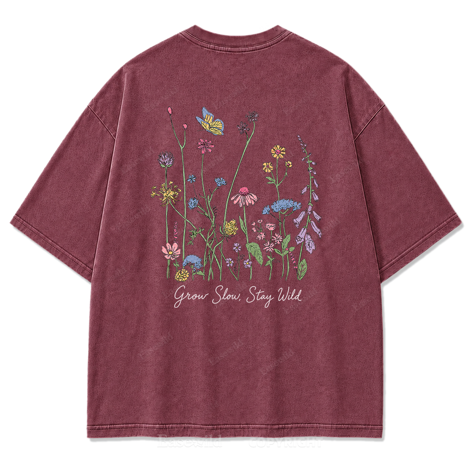 Grow Slow Stay Wild Wildflower Washed Print Tee