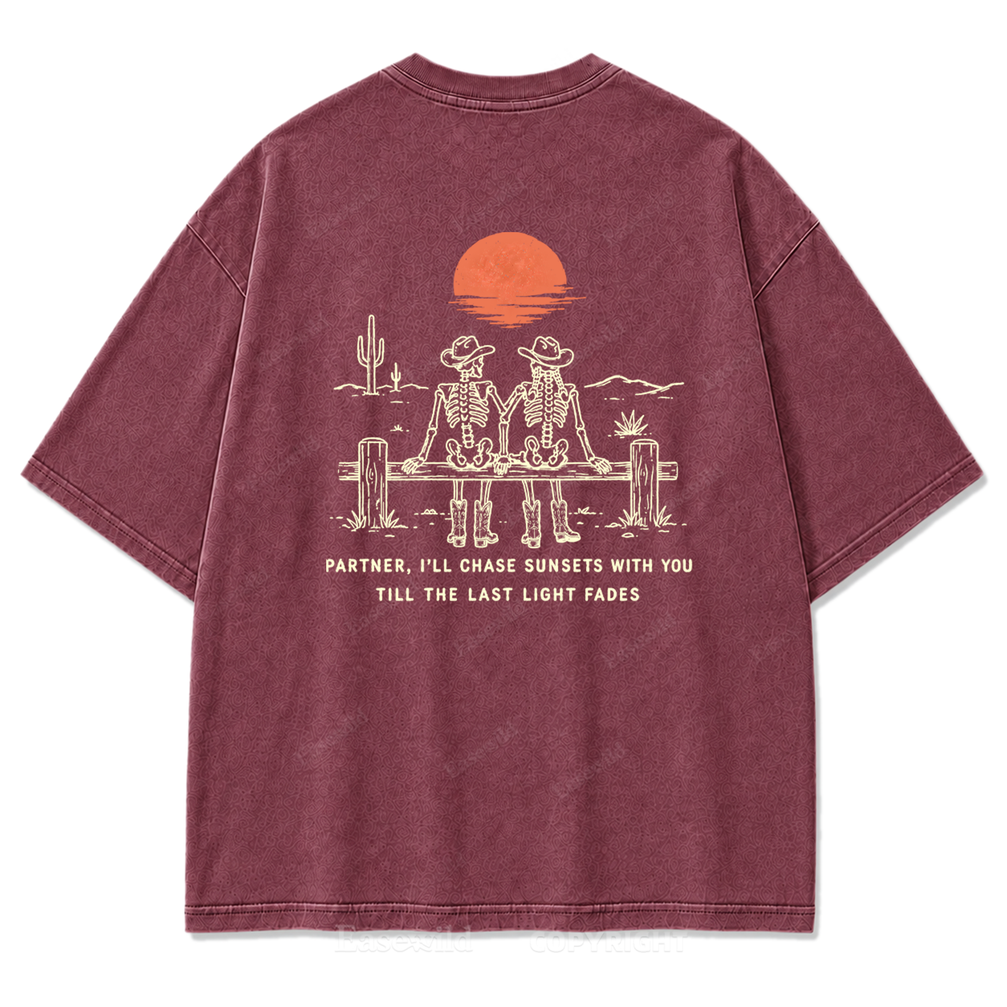 Cowboy-Skelett Used-Look T-Shirt