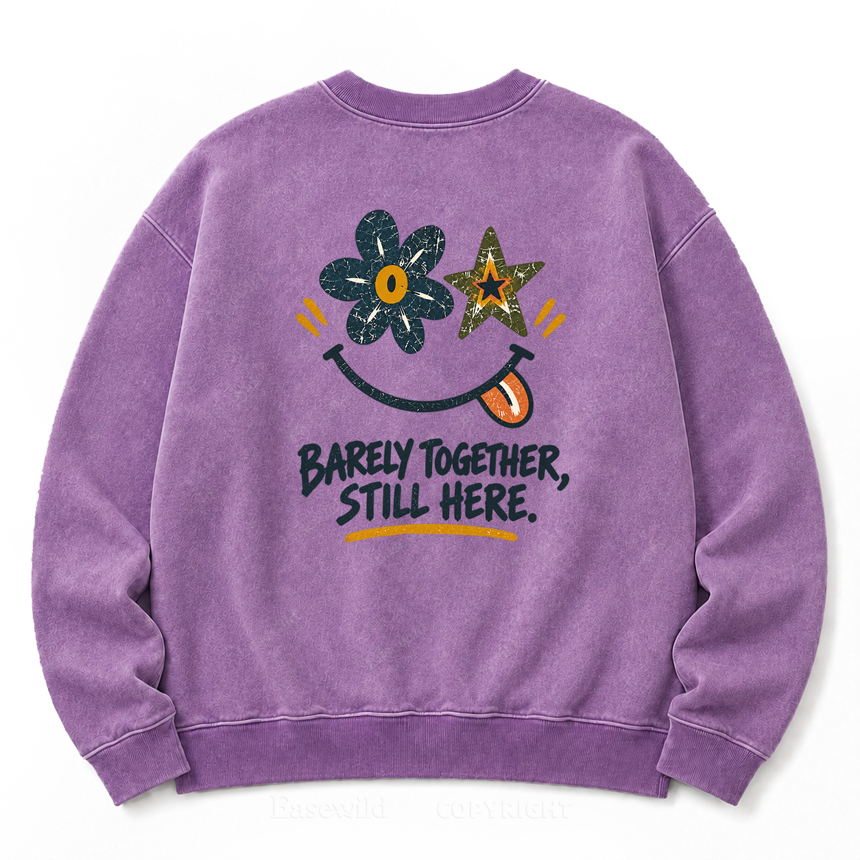 Retro Flower Star Smiley Washed Sweatshirt