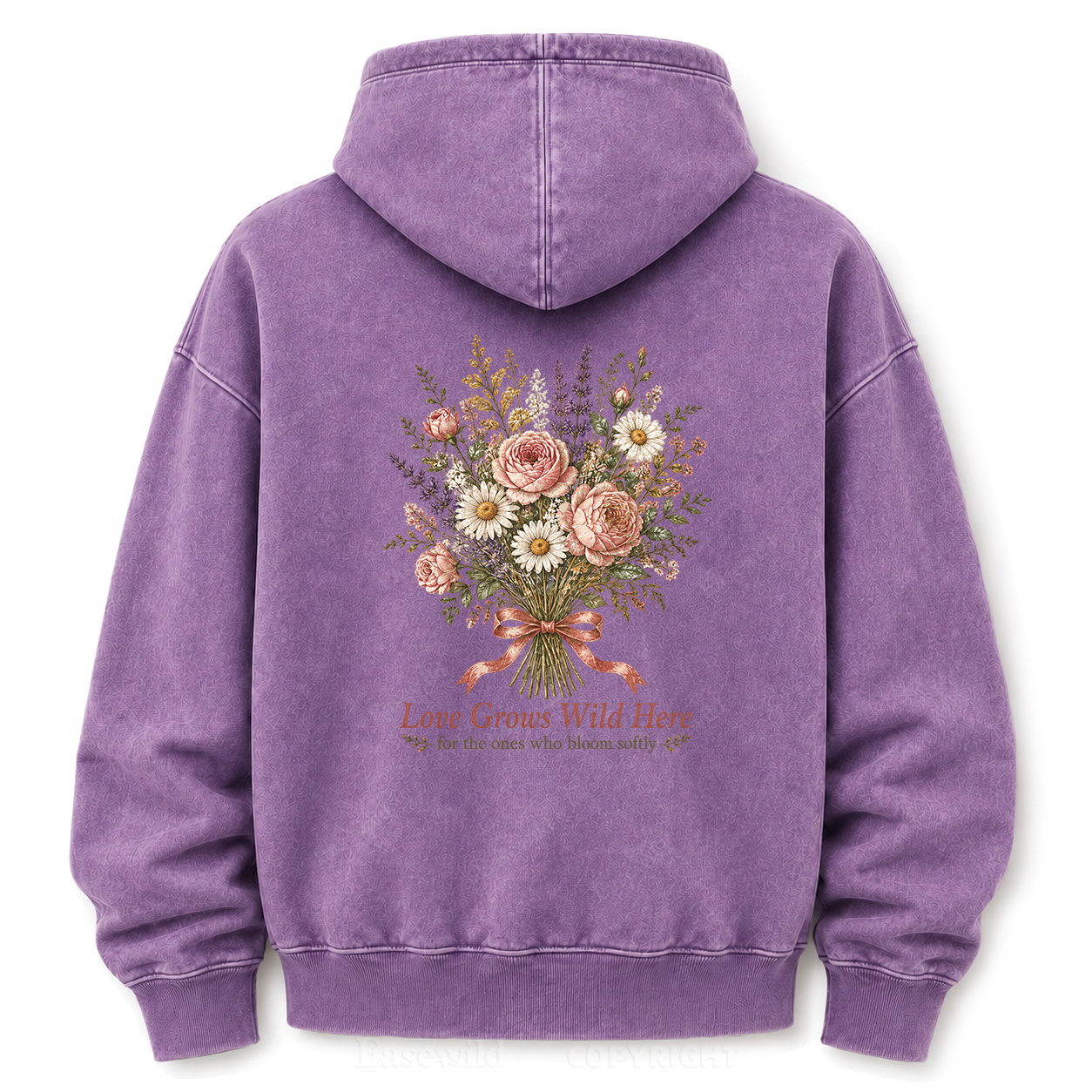 Love Grows Wild Here Vintage Floral Washed Graphic Hoodie