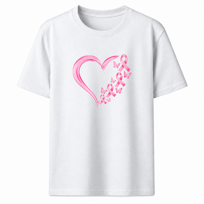 Pink Ribbon Heart Graphic T-Shirt