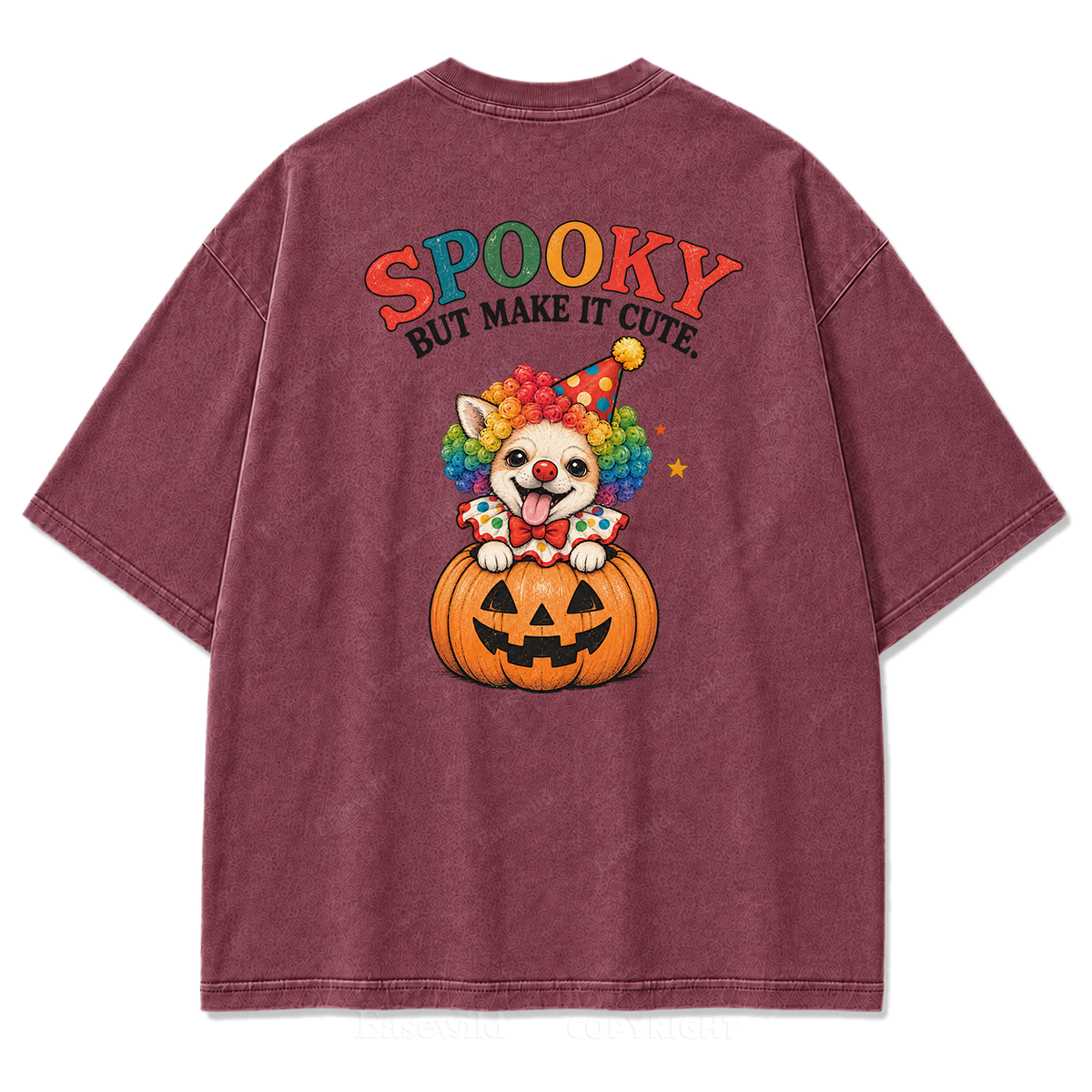 Spooky But Make It Cute Chihuahua Clown Washed Graphic T-Shirt