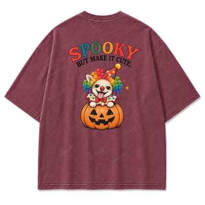 Spooky But Make It Cute Chihuahua Clown Washed Graphic T-Shirt