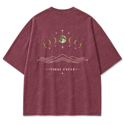 Tidal Cycle Moon Phase Washed Print T-Shirt