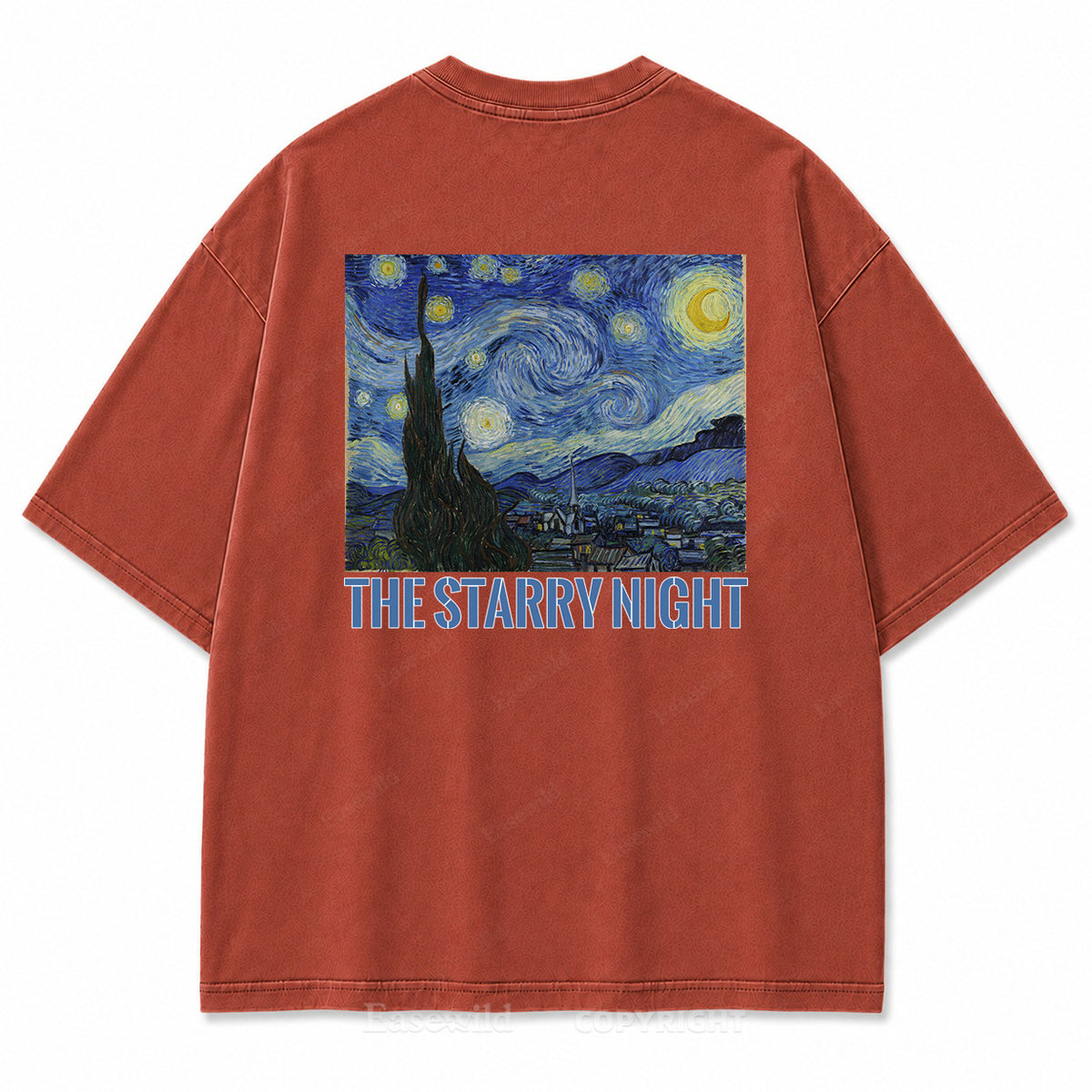 The Starry Night Van Gogh Art Washed Graphic T-Shirt