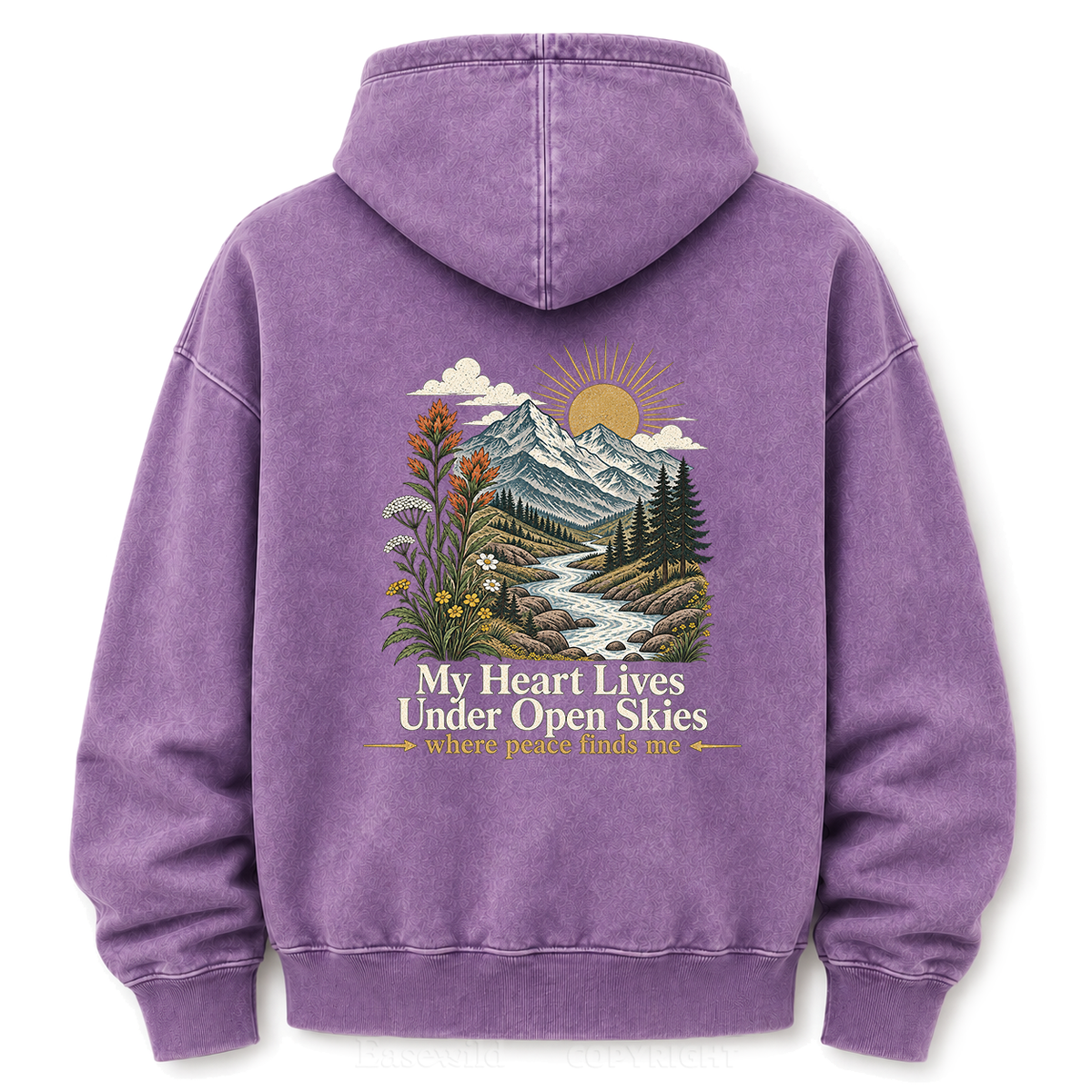 Where Peace Finds Me Vintage Mountain Washed Graphic Hoodie
