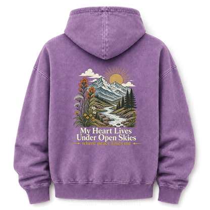 Where Peace Finds Me Vintage Mountain Washed Graphic Hoodie