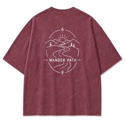 Wander Path Minimal Washed Print Tee