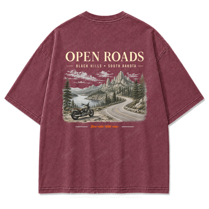 Open Roads Black Hills Washed Print Tee