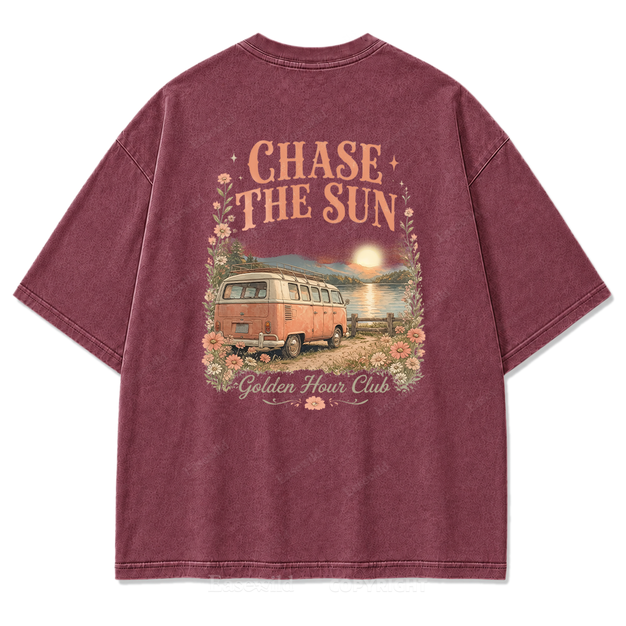 Golden Hour Lakeside Van Washed Print Tee