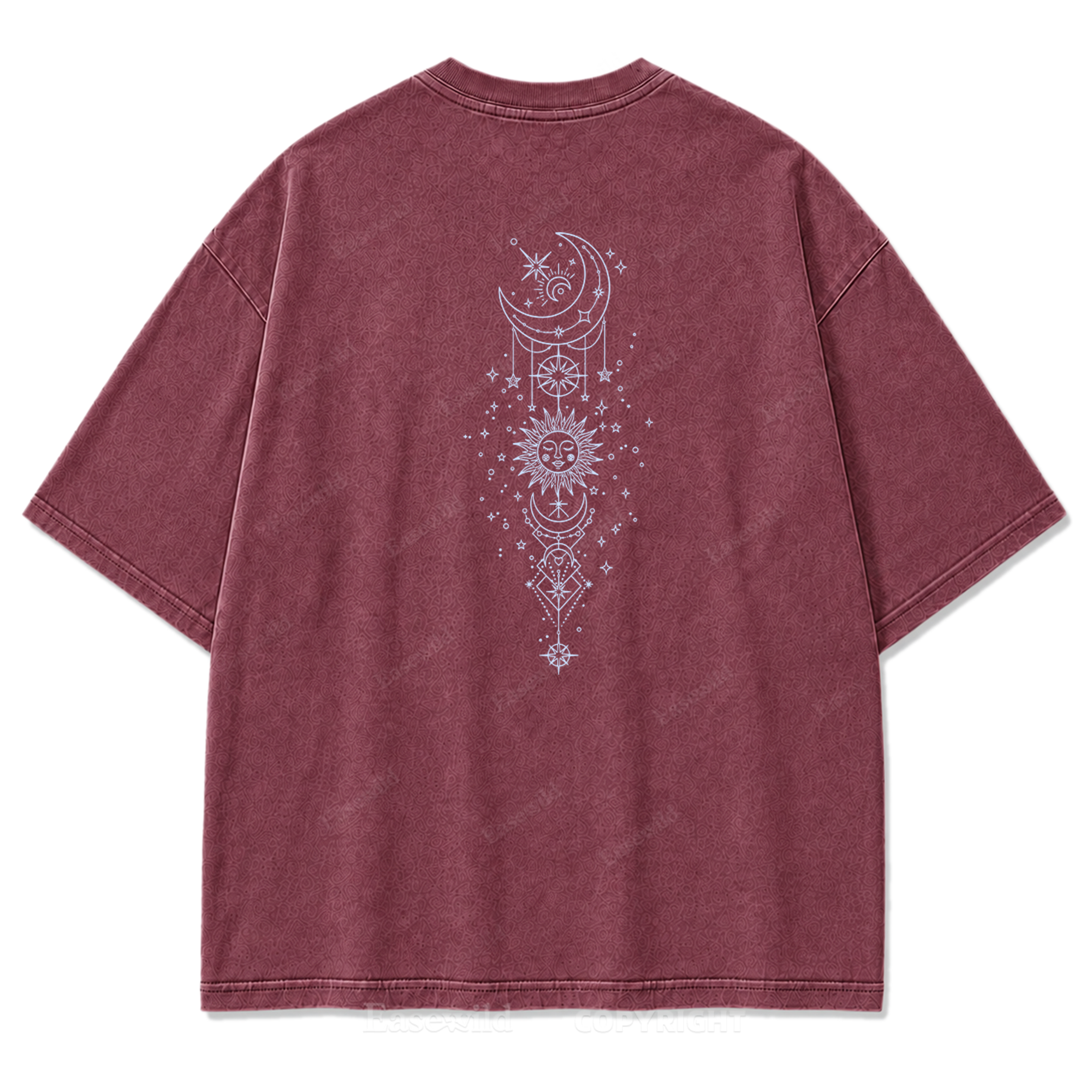 Himmlische Harmonie Sonne Mond Washed Print T-Shirt