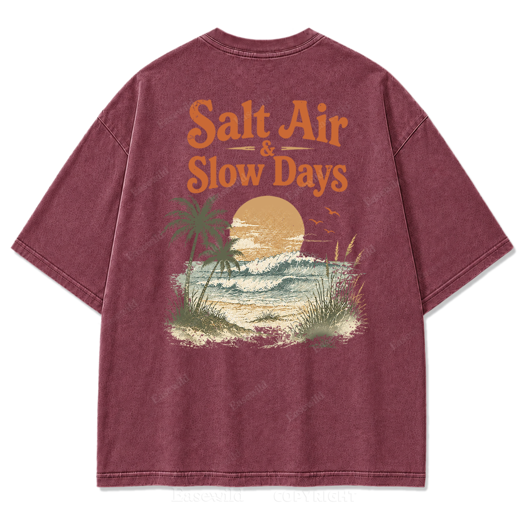 Salzige Luft und ruhige Tage Washed Print T-Shirt