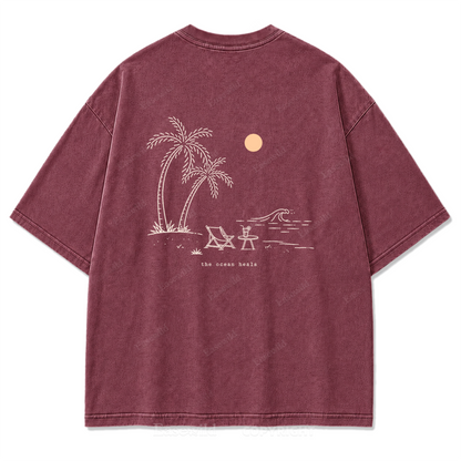 Das Meer heilt T-Shirt mit verwaschenem Aufdruck