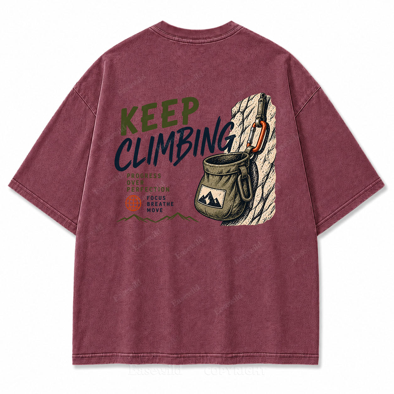 Keep Climbing Rock Climbing Washed Graphic Tee