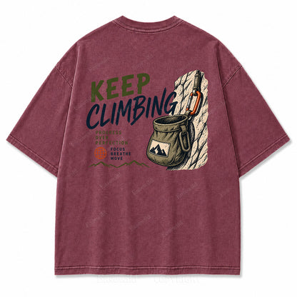 Keep Climbing Rock Climbing Washed Graphic Tee
