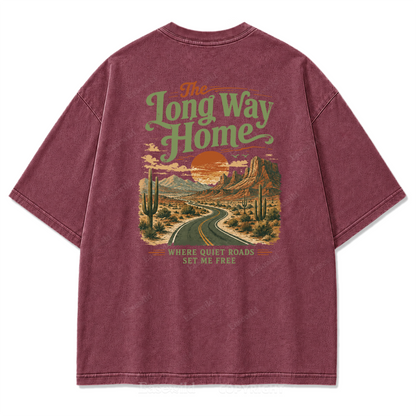The Long Way Home Washed Print Tee