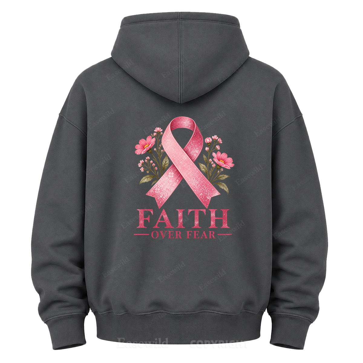 Faith Over Fear Pink Ribbon Graphic Hoodie